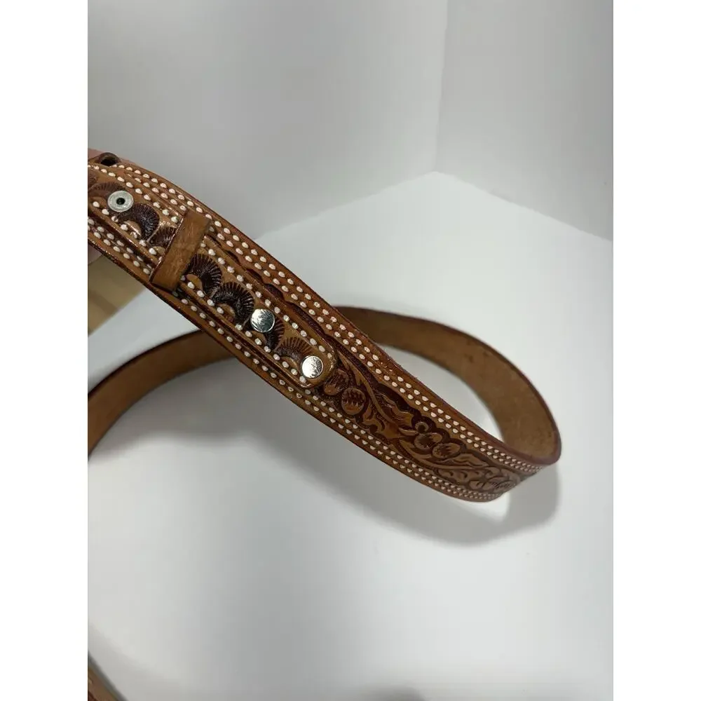 Cintos Belt‎ Western Genuine Leather Calf Hair Brown Mexico Men’s Size 38 Cowboy